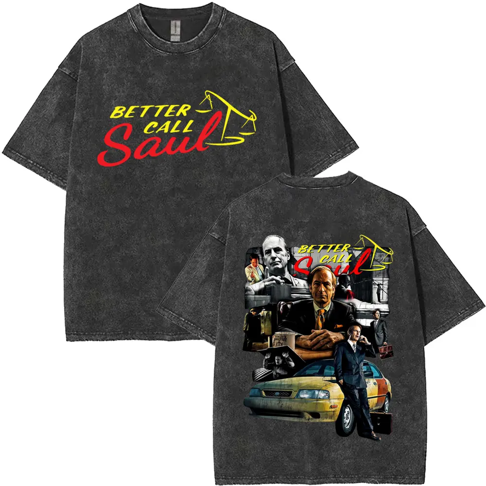 

Washed Vintage Better Call Saul Graphic T-shirt Heisenberg TV Breaking Bad Print T Shirts Men's Women Retro Oversized T-shirts