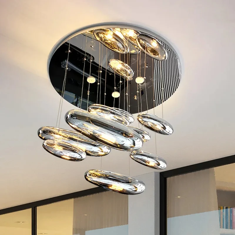 BUYBAY ELECTRIFIED CEILING Suspension light Sliver Nordic design pendant lighting Luxur Metal Mercury Ceiling Lamp art deco lamp