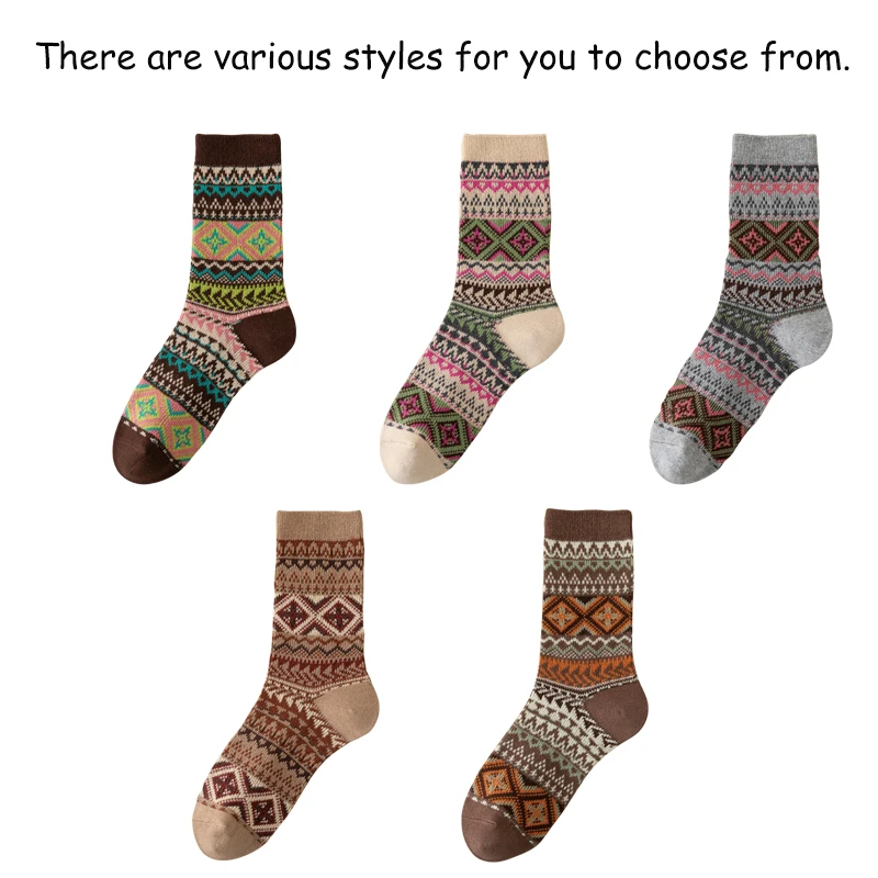 

Womens cotton Socks Autumn and Winter Warm Socks Thick Knit Cabin Cozy Crew Soft Socks Gifts for Women Colorful Fashion