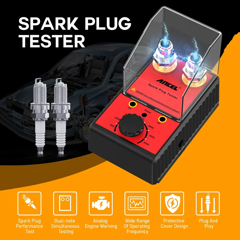 ANCEL-Carro Spark Plug Tester, SP02, 220V, 110V, Testadores De Ignição, Ferramenta De Diagnóstico Automotivo, Analisador Duplo Furo, Original