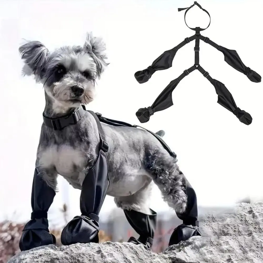 Anti-fall Waterproof Dog Shoes Adjustable Dirty-proof Dog Rain Booties Anti-Slip Dog Suspender Sock Pet Walking