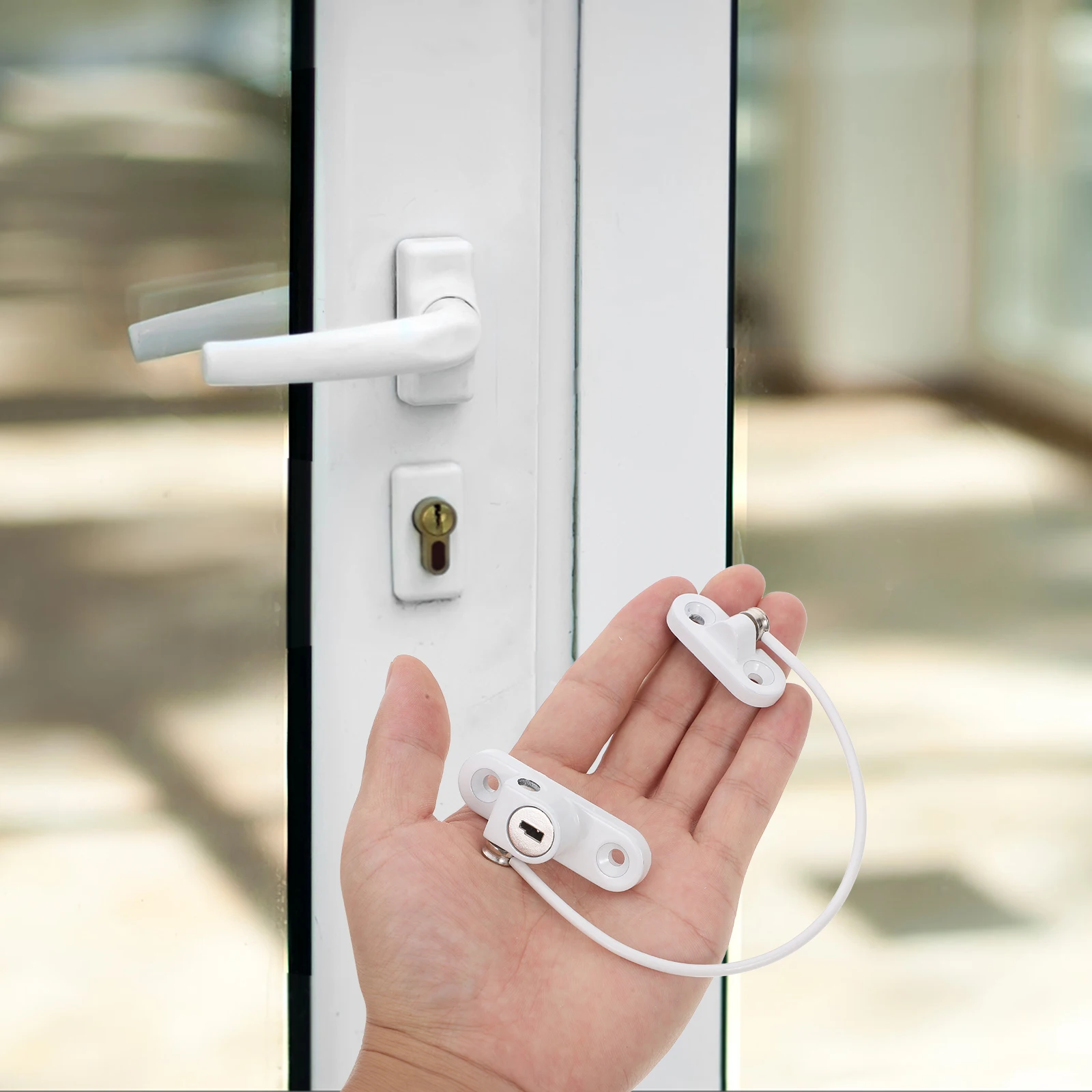 

1 set 1 Set Adjustable Child Safety Lock Sliding Window Restrictor With Key Window Security Lock For Baby Protection