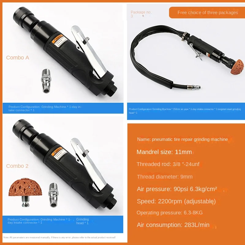 Low speed pneumatic automobile tire repair grinding machine buffer tire repair and rubber removal machine