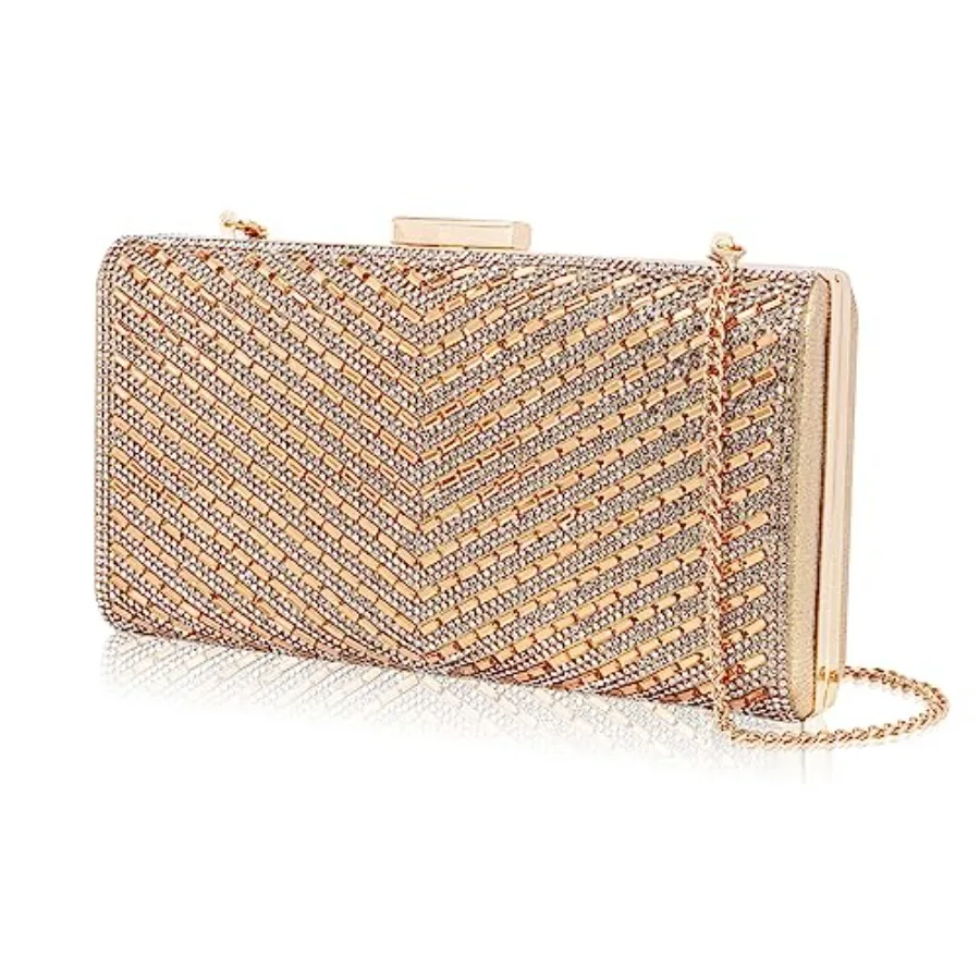 Sparkly Rhinestone Clutch for Bridal Glitter Metal Clasp Purse Formal Party and Wedding Evening Bag For Women