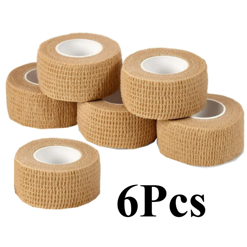 6pcs Self Adherent Cohesive Bandage Wrap Stretch Non Woven Self Adhesive Tape - Skin Colour Athletic Elastic Bandage