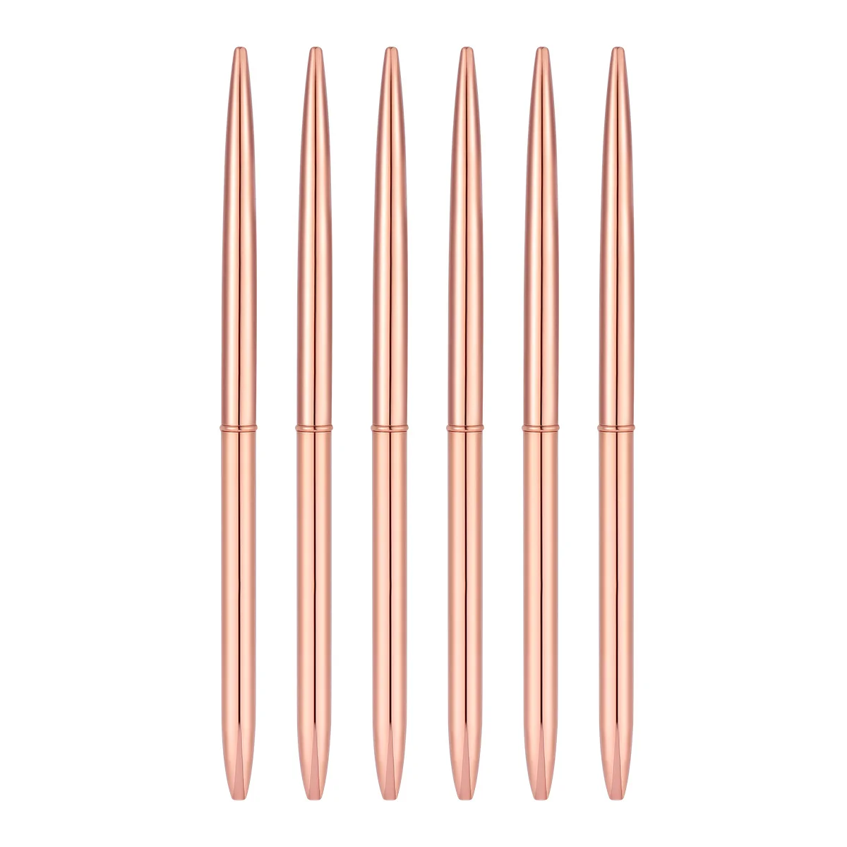 

6Pcs Ballpoint Pens Metal Twist Design Portable Writing Tool for School Office Stationery Collection Rose Red