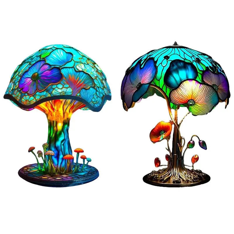 

Mushroom Lamp Stained Glass Table Lamp Mushroom LED Lamp Creative-Home Lighting Lamp Decoration Glowing Night Lamp For Bedroom