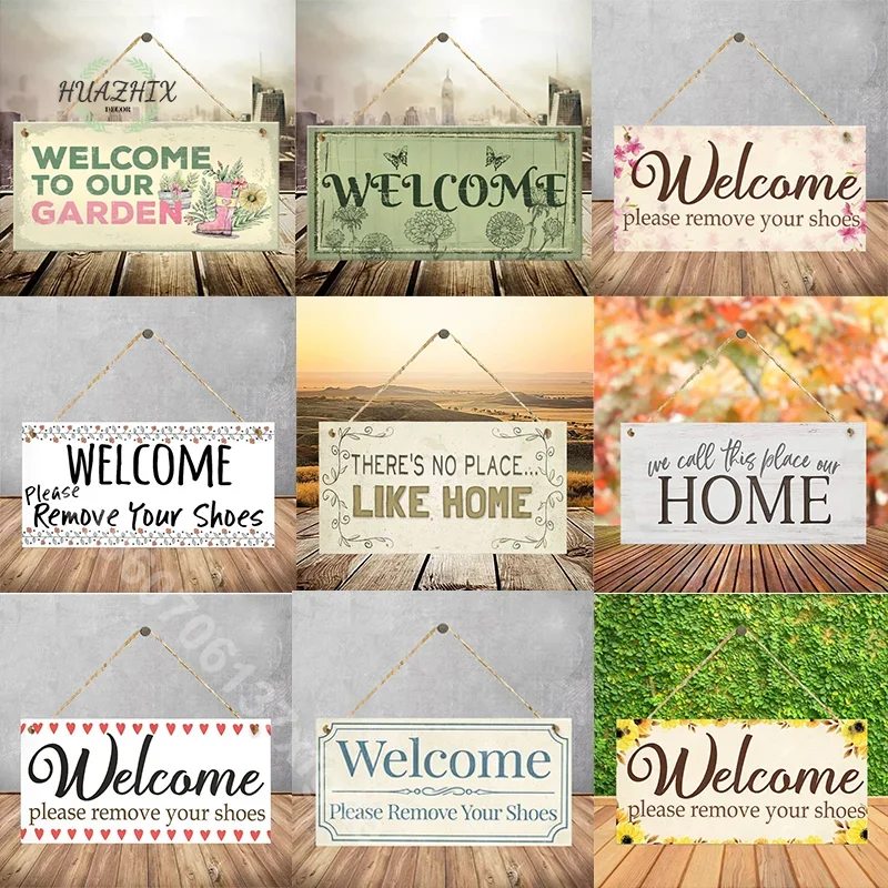 Welcome Door Wooden Sign Plaques Please Take Off Your Shoes Living Room Decor In Garden Pub Club Hanging Home Signs Decorative