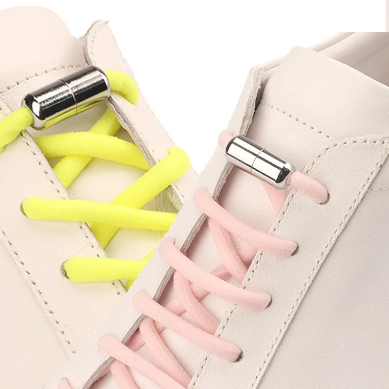 Elastische Keine Krawatte Schnürsenkel Casual Schnürsenkel für Kinder und Erwachsene Sneakers Schnürsenkel Schnell Faul Metall Lock Schnürsenkel Schuh Saiten