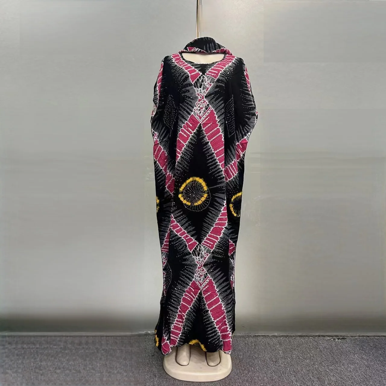 2025 Новая мода, горячий бриллиантовый этнический шарф ближневостока, свободный женский хлопковый платье больших размеров с африканским принтом