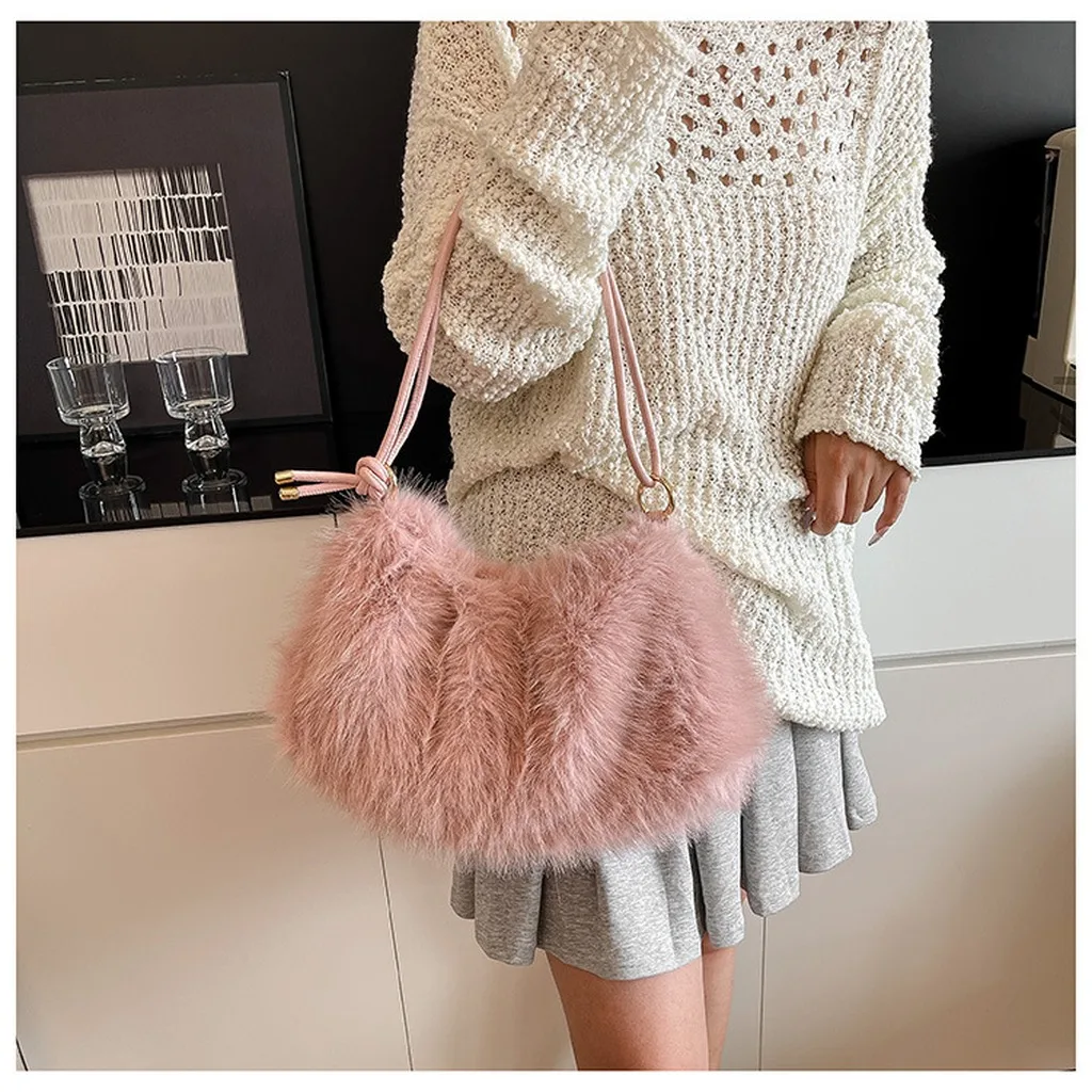 Crossbody Bag Urban Plush Shoulder Bag Underarm Bag Soft Handbag For Shopping Casual Looks Underarm Carry
