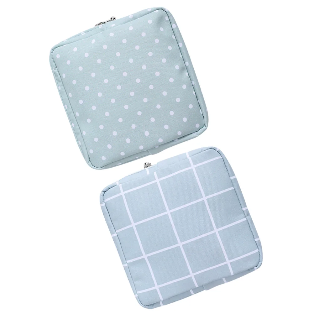 

2 pcs Sanitary Napkin Storage Bag Portable Pouch Diaper Towel Cotton Durable Lightweight Zippered Travel Outdoor Office Makeup
