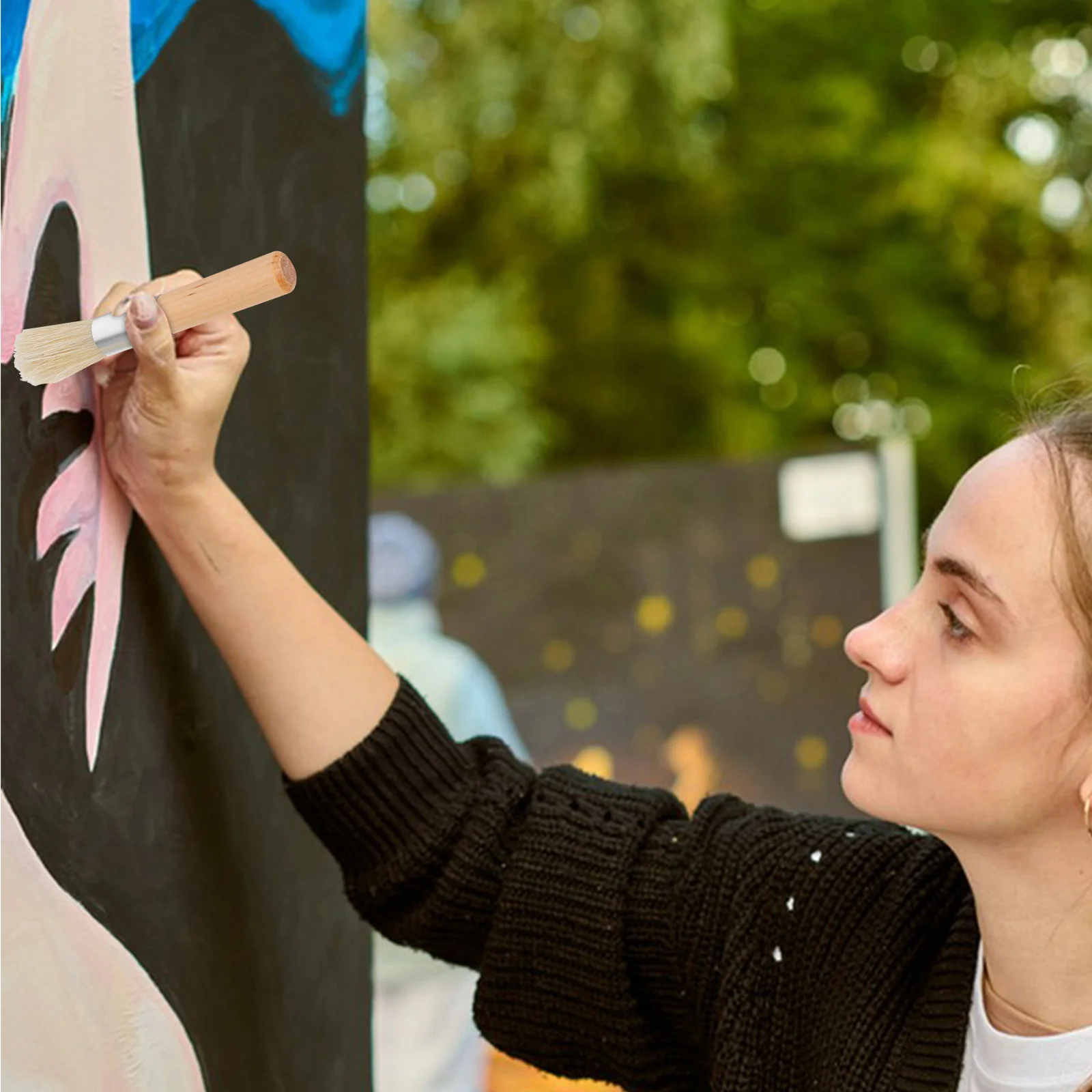 

3Pcs Natural Bristle Wooden Stencil Brushes for Acrylic Oil Watercolor Painting Artistic Projects Oil Paint Brush Set