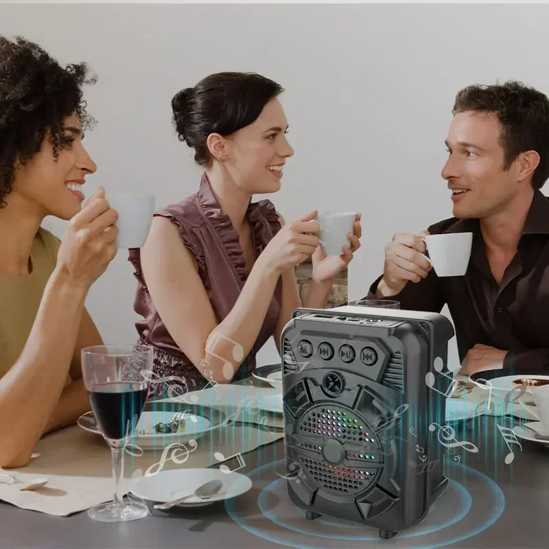 LDE Portable Wireless Sound Box Rechargeable with USB TF Card Radio Player Wireless Bluetooth Speaker for Party BBQ Home Travel