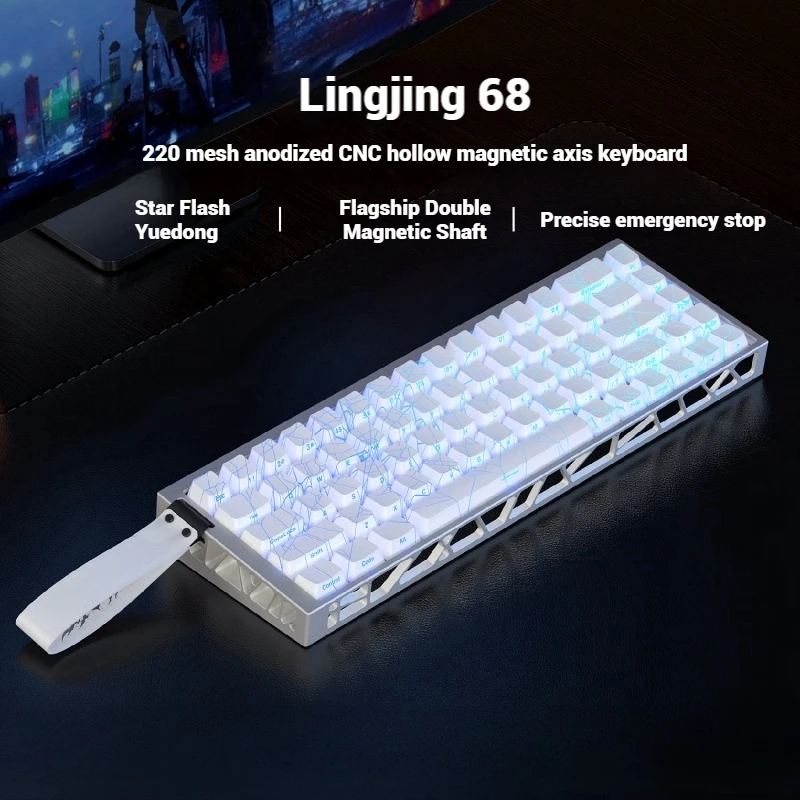

LINGJING 68 Magnetic Switch Gaming Keyboard 68 Wired Keyboard Aluminum Alloy Hollow Design Fps E-Sport Gamer Accessories Gifts
