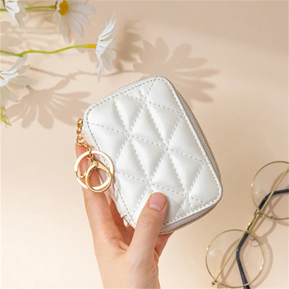 Fashion Lipstick Bag PU Leather Makeup Case Small Purse Organizer Women Cosmetic Bag with Mirror Lipstick Pocket Coin Wallet