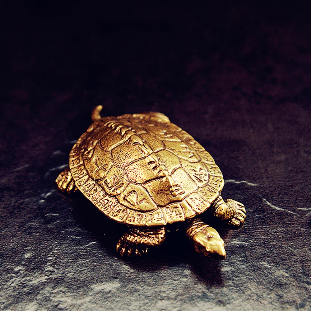 

68 мм статуя черепахи из чистой латуни, твердая латунь, фигурка животного, настольное украшение, долголетие, черепаха, дисплей, домашний офис, декор фэншуй