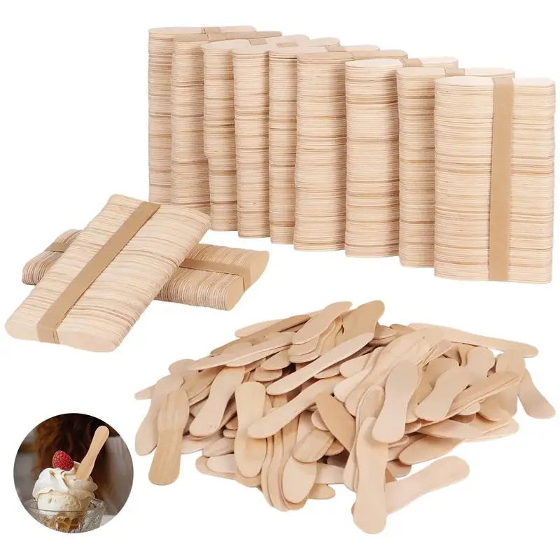 2000Pcs Wooden Ice Cream Spoons Mini Disposable Tasting Spoons Ice Cream Sticks Sample Spoons Wedding Dessert Spoons For Crafts