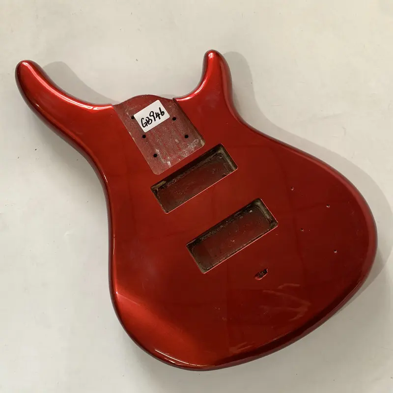 GB946 Metallic Red Color Active Electric Bass Unfinished Jazz Bass Body in Solid Basswood with Damages Dirty Cracks Special Sale