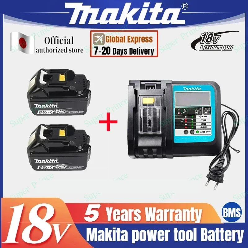 Japón Makita 18V 6.0Ah batería de herramienta eléctrica DDF487 DGA404 DTW700 DHP487 reemplazo de batería LED de carga