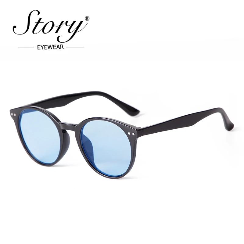 

STORY Fashion Blue Yellow Round Sunglasses for Women Men 2024 Brand Design Retro Rivet Ocean Lens Sun Glasses Female UV400 S3821