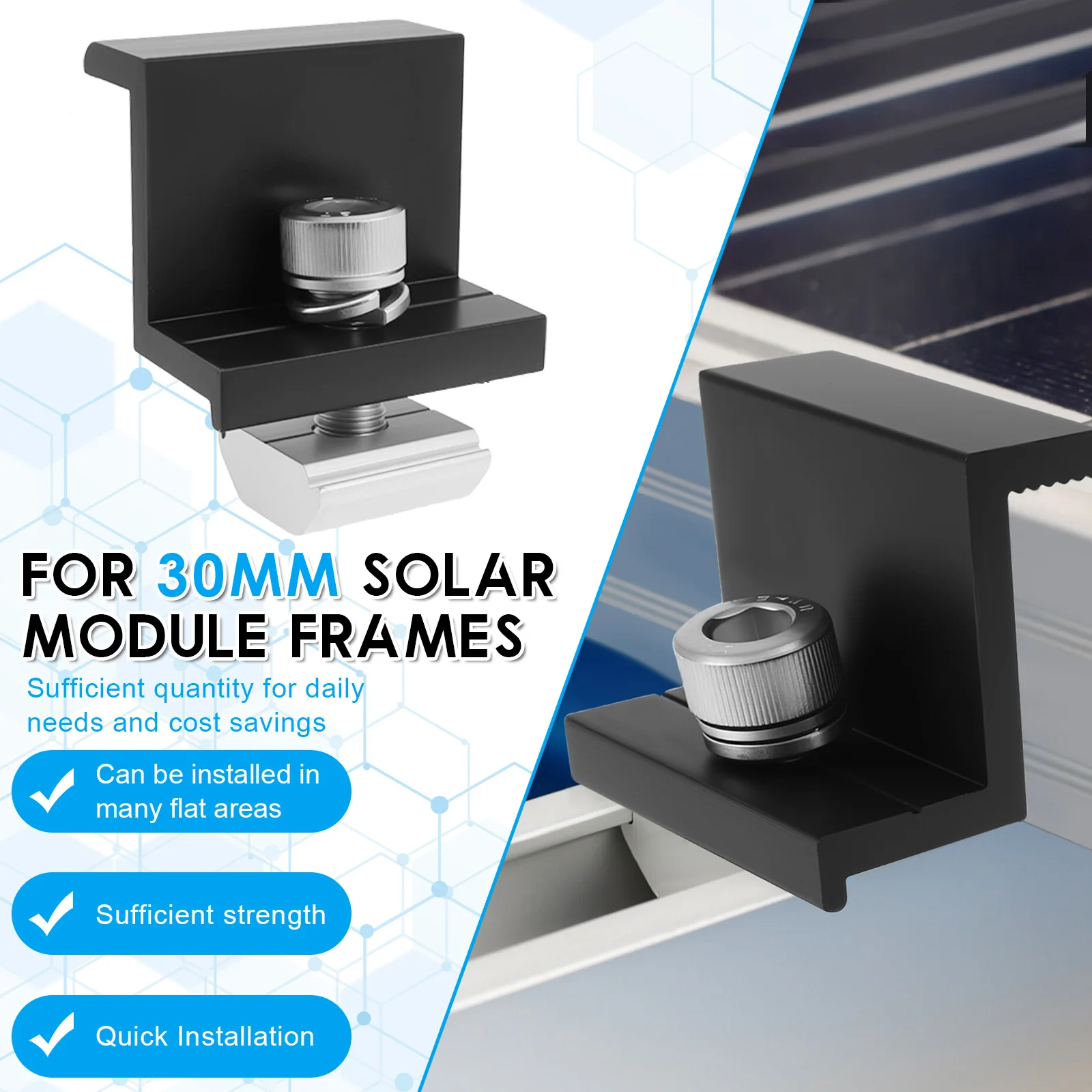 

20 шт. кронштейн для солнечной панели, алюминиевый крепежный модуль фотоэлектрической рейки, трапециевидное крепление на крышу, концевые и средние зажимы для солнечной рейки для лодки на крыше