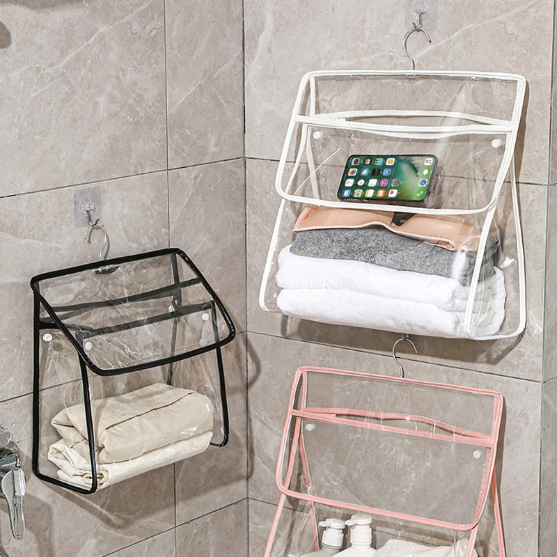 PVC Waterproof Wall Hanging Bag Towel Clothes Storage Bag Mobile Phone Bag Toiletries Organizer Bathroom Shower Accessories