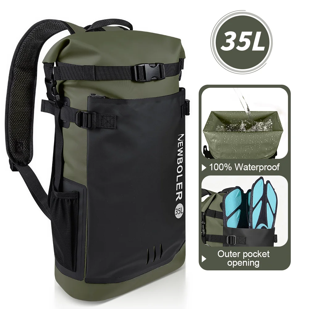 35L PVC Schwimm-Trockentasche Rucksack für Damen und Herren Wasserdichter Rucksack für Kajak Trekking Rafting Surfen Bootfahren – Detail 3