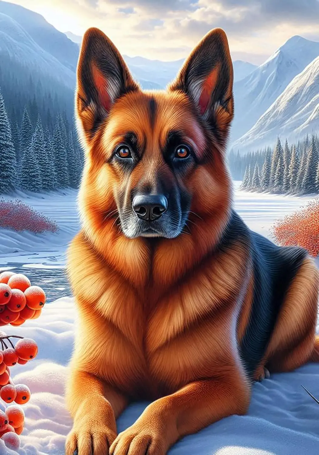 German Shepherd - Best of Breed DCR Winter Berries Garden Flag