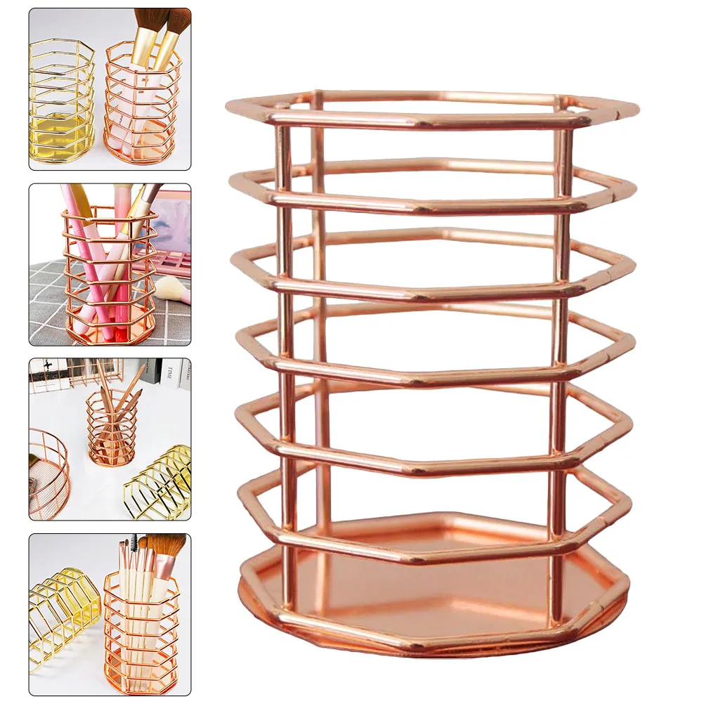 

1Pcs Metal Pen Holder Octagonal Hollow Iron Desktop Storage Box Creative Brush Pot Stationery Organizer Office Supplies