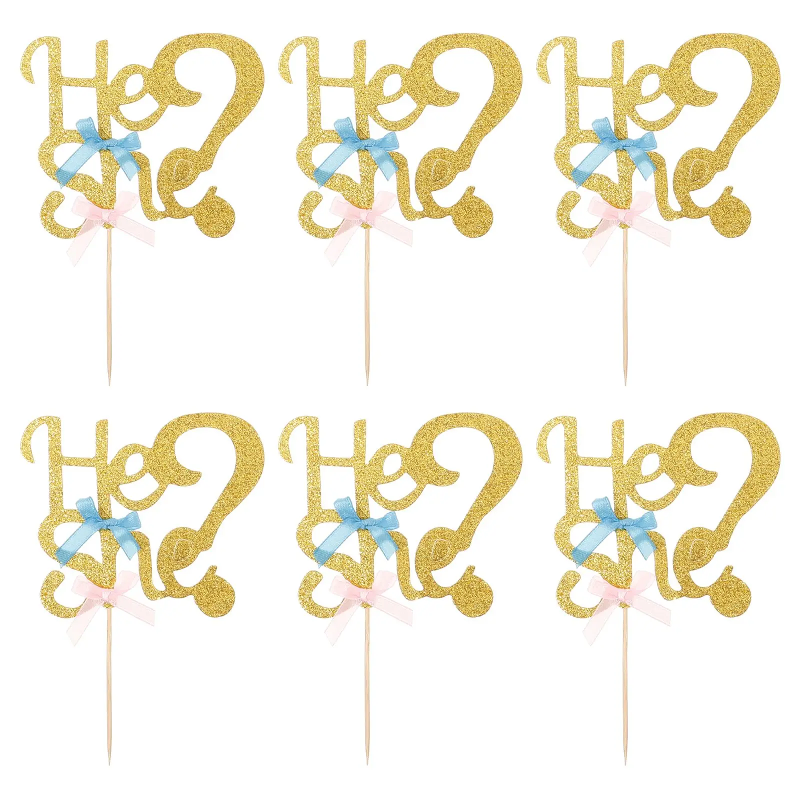 

6 Pcs Gender Reveal Flag Newborn Party Cake Toppers Birthday Decorations Words Cupcake
