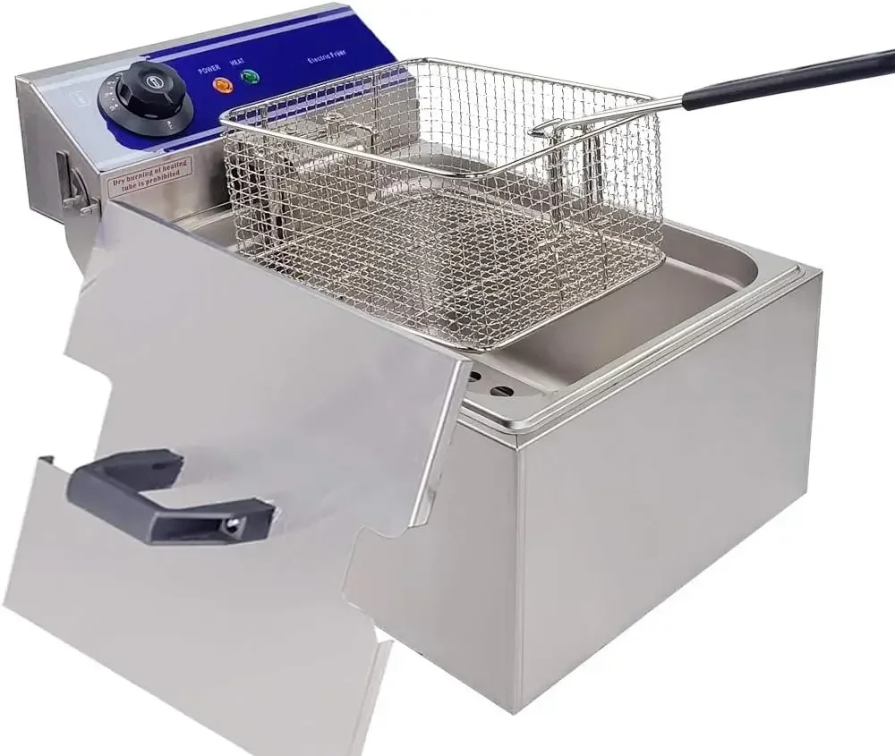 

Commercial Electric Deep Fryer Countertop Stainless Steel Deep Fryer w/ Temperature Control Single Large Tank French Fries for H