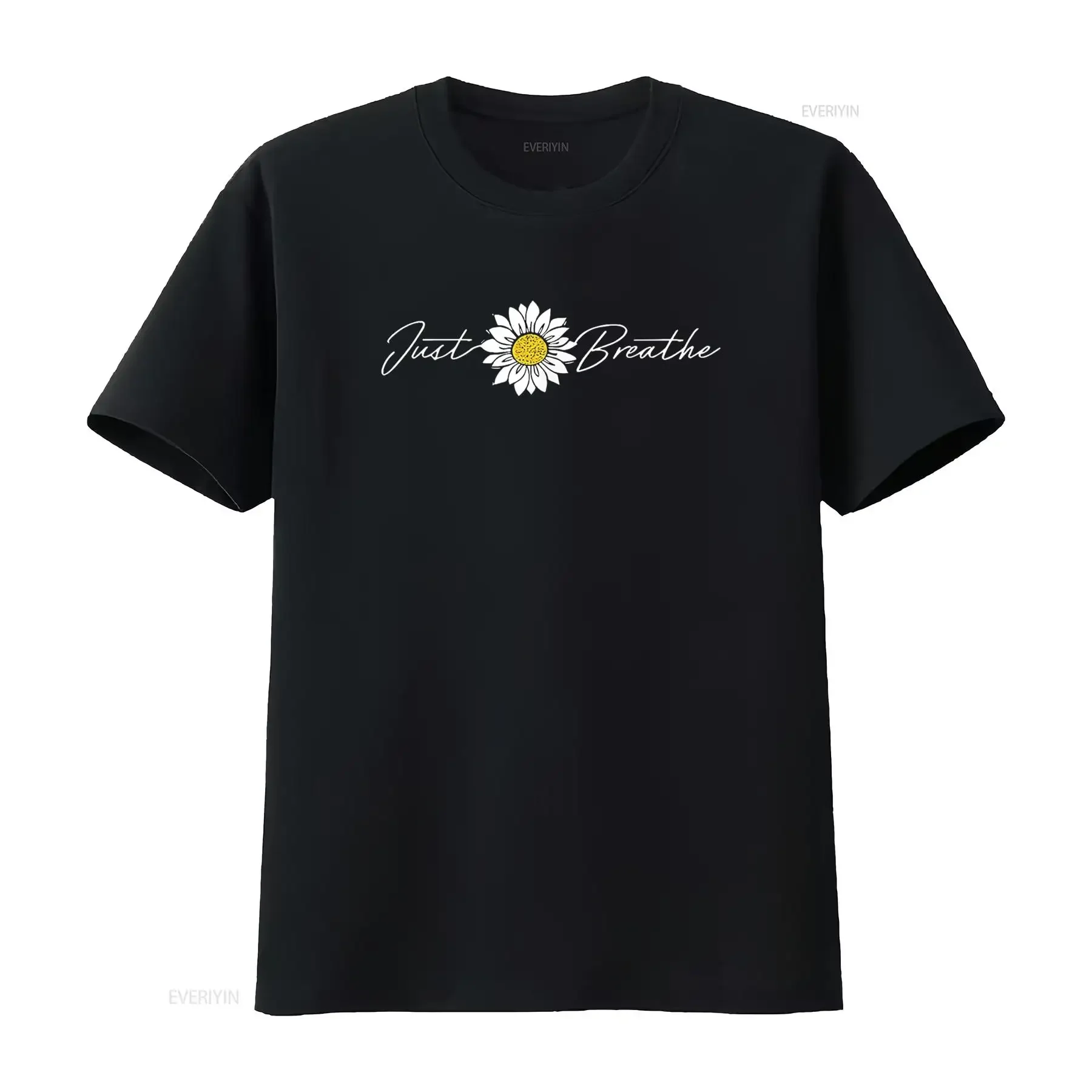 

Just Flower Breathe Meditation T Shirt vintage Washed streetwear Casual homme Slightly Comfortable Stretched Unisex Soft