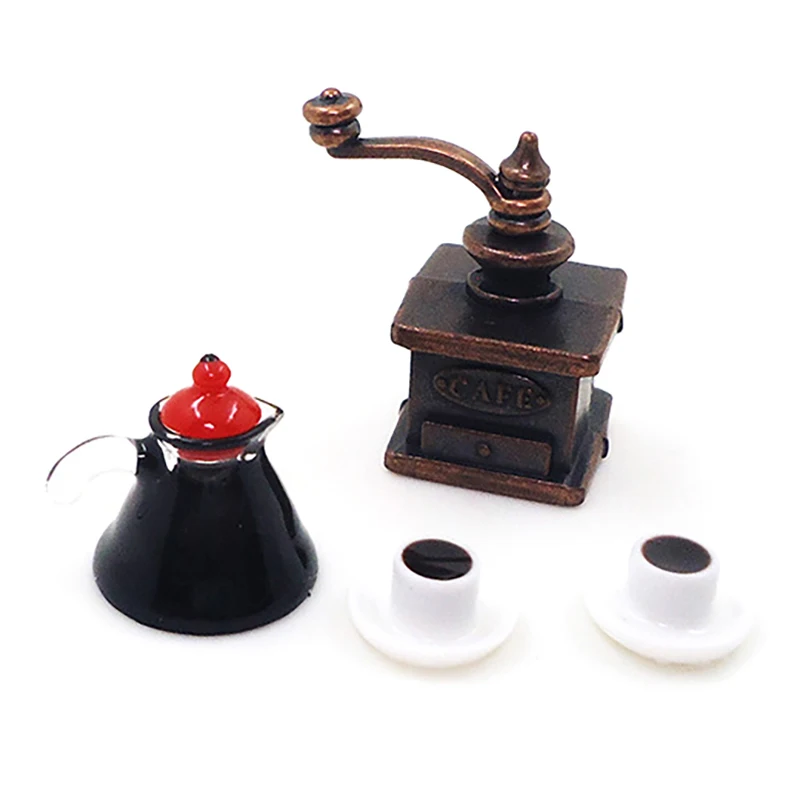 1:12 Dollhouse Miniature Coffee Maker Coffee Mug Cup Coffee Pot Set Model Dolls House Home Life Scene Decor Toy