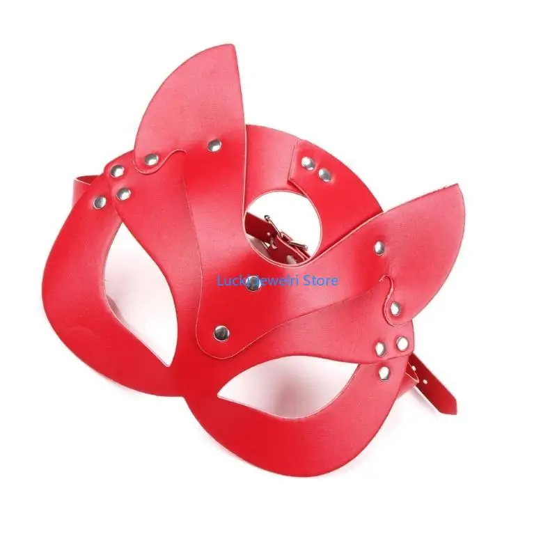 193E Fashionable Black Catwomen Cosplay Accessory Ventilated PU Leather Mask For Theme Parties Costumes