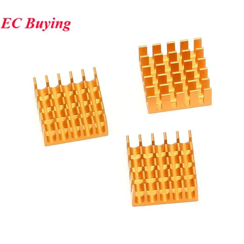 5pcs 22*22*10mm Heatsink Cooling Fin Radiator Aluminum Cooler Fan Heat Sink Golden 22X22X10mm for IC Chip LED CPU Route Computer