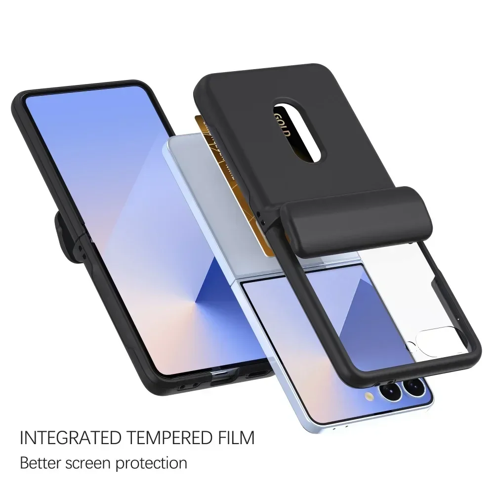Kartenhalter-Handyhülle mit Hautgefühl und Hartschale für Samsung Galaxy Z Flip8 7 6 5 Flip 5G mit Scharnierschutz und Ständerfunktion – Detail 13