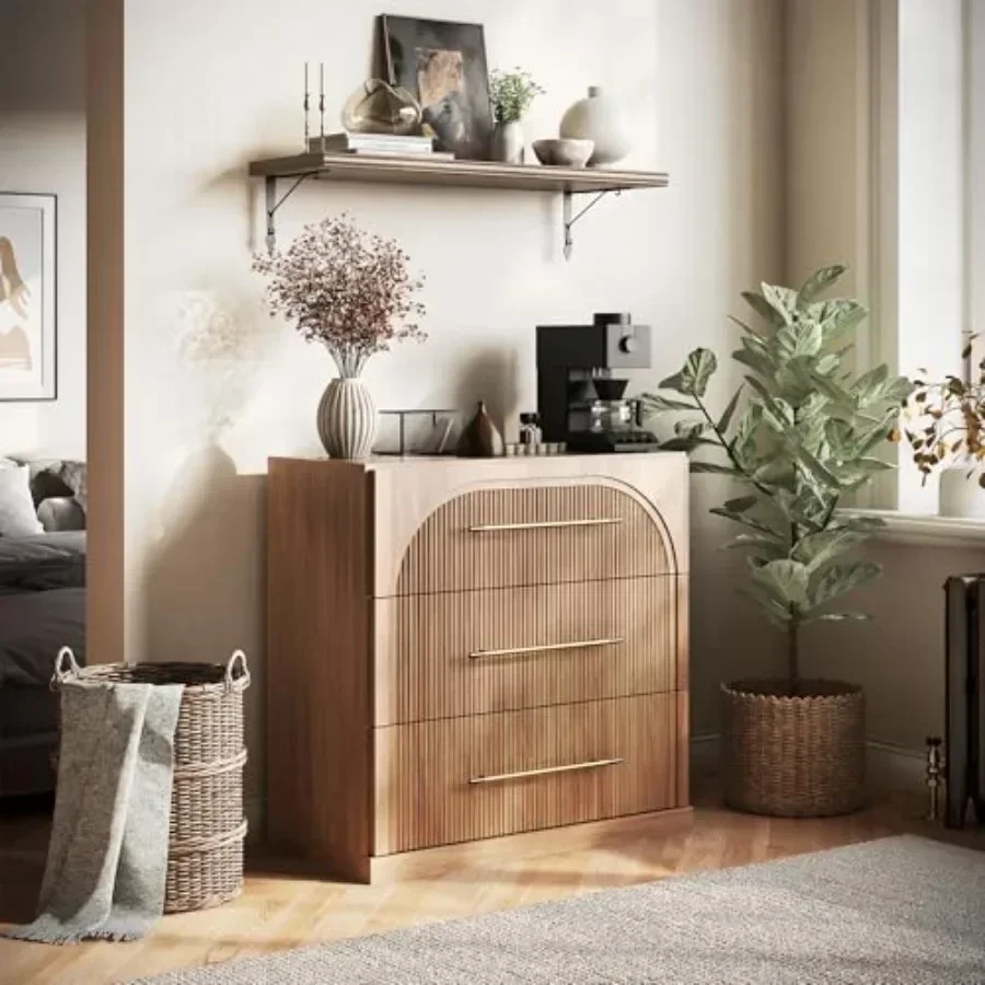 Bookcase with 3 Drawers for Living Room Office Entryway, Wood Bookshelf with Metal Handle, Camel Color, Modern Design and Sturd