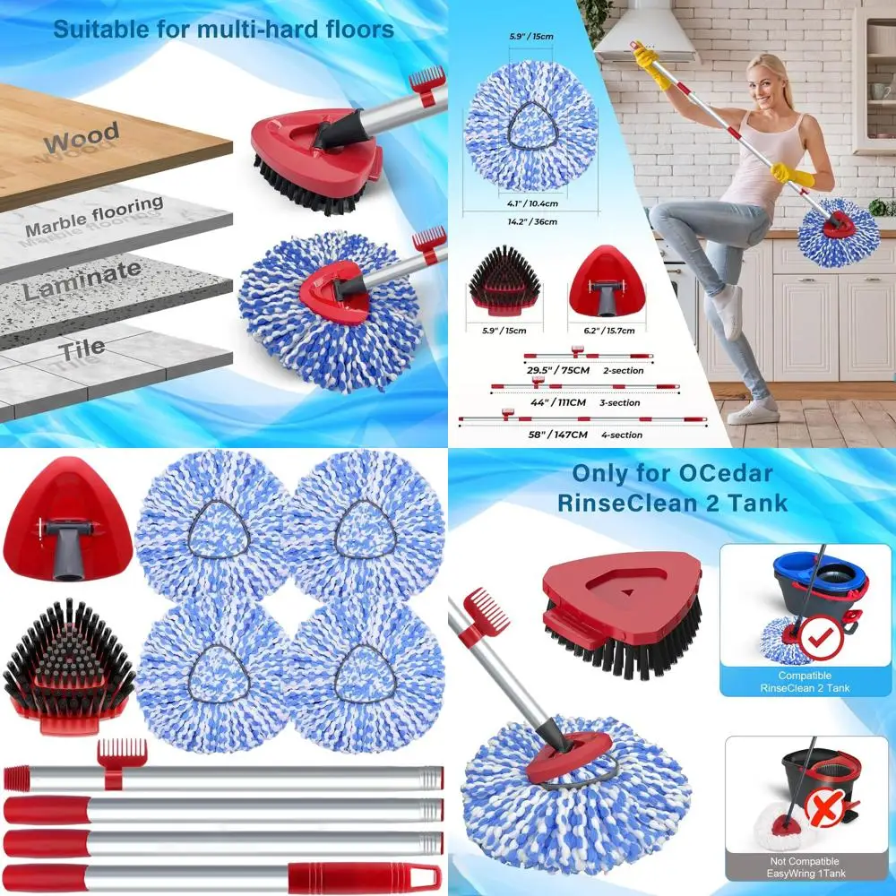 

Набор из 4 насадок и щеток для швабры, совместимых с кедровым O: 4 сменных насадки, ручка, основание и щетка для чистки