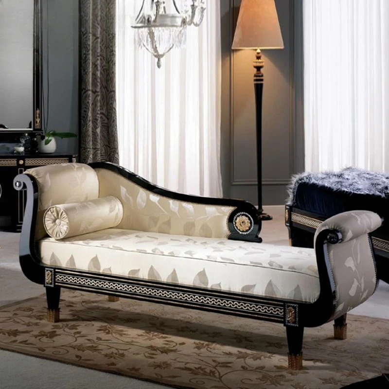 Neoclassical bedroom furniture carved concubine chair beauty couch recliner leisure sofa chair furniture