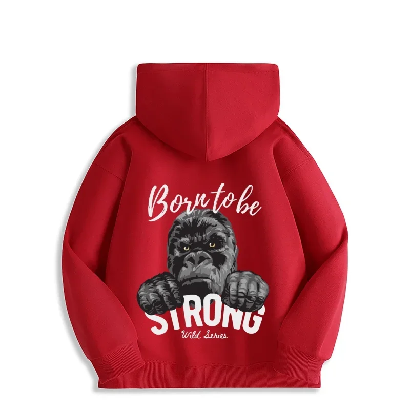 Hoodie Born to Be Strong Gorilla Graphic Streetwear Hoodie olahraga seri liar Hoodie kain nyaman Y2K kasual gaya perkotaan