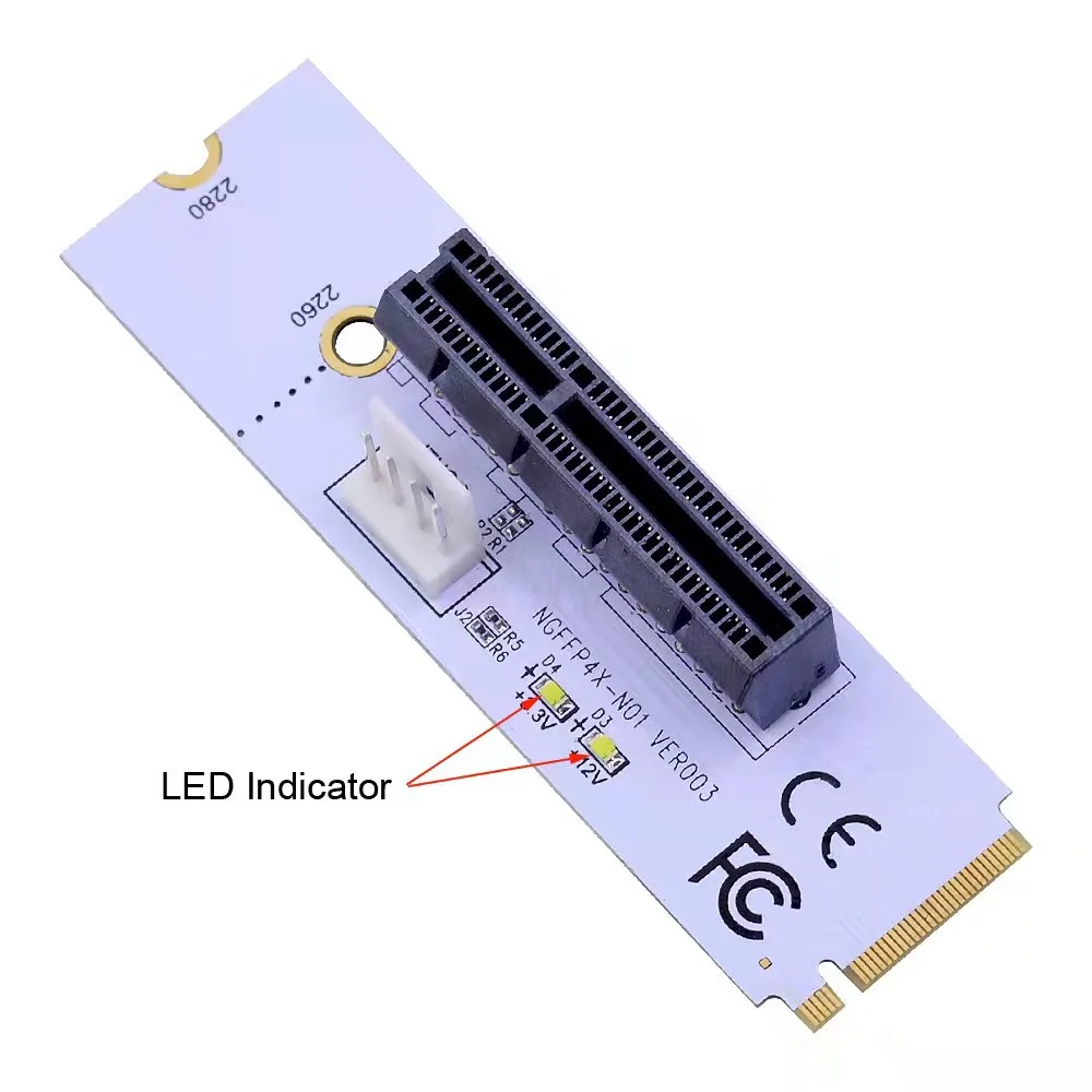 M.2 Key M Transfer PCI-E 1x 4x Card to Ngff4x Signal M2 Card Nvme with Light