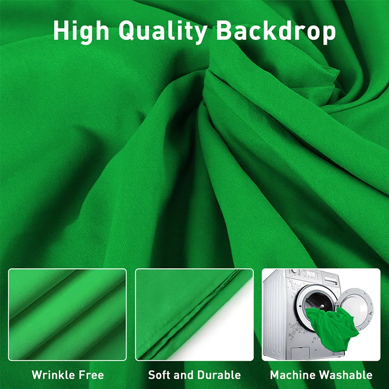 200cm*200cm Background Support with 2*3m Green Screen Chromakey,chrome green backdrop stand with 4Clips for Photoshoot Streaming