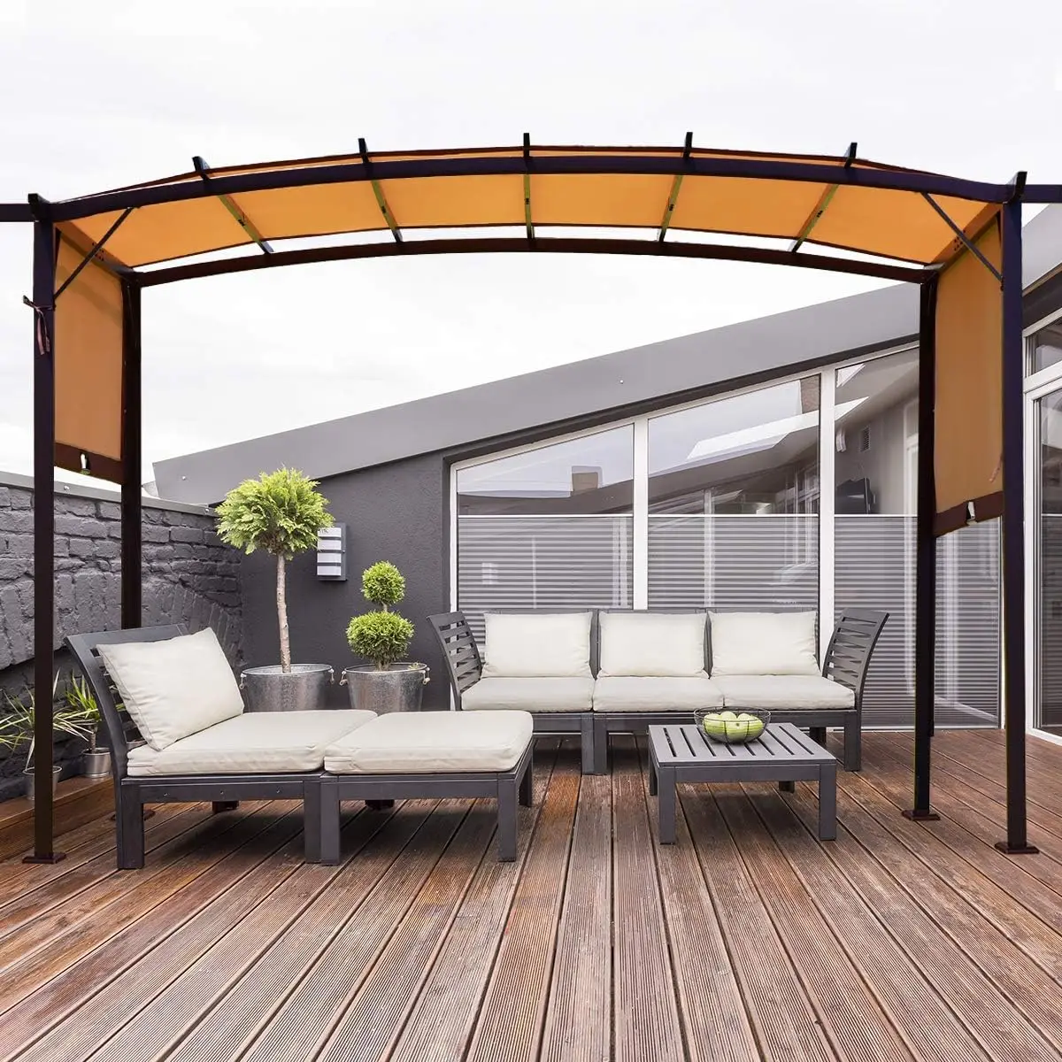 ^Garden Gazebo, Patio Pavilion, Outdoor Party Pergola, Heavy Duty Grape Canopy, Metal Frame Grape Gazebo & Canopy Cover, Beach
