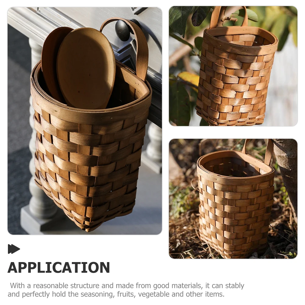 

Large Wall Basket Retro Wood Slice Carbonized Decor Fruit Hanging Fruit Basket Vegetable Home Storage Large Size
