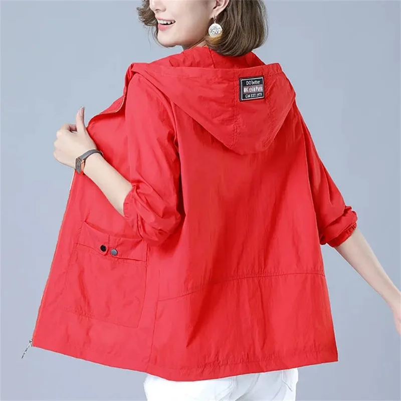 

Women Sun Protection Clothing 2023 New Summer Jacket Anti-Ultraviolet Coat Female Hooded Jacket Zipper Loose Outerwear Female