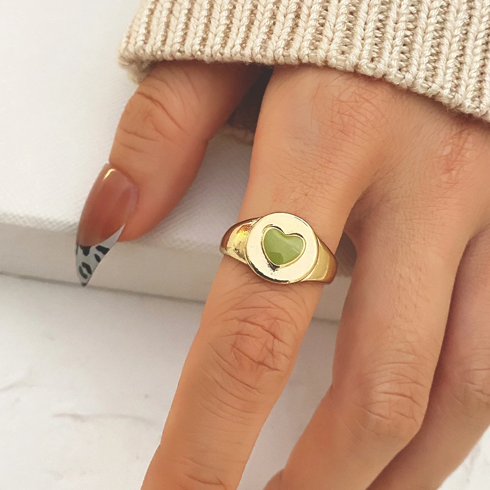IFME جديد 1 قطعة خاتم الحب الرجعية الموضة تصميم افتتاح شخصي متعدد الألوان القلب الموضة العصرية قطرة السبابة خواتم #1