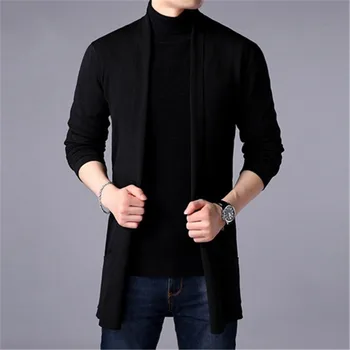 Men's Mid-Length Turn-Down Collar Cardigan Coat 3 KIDWHXR 2026 Spring Autumn Man Cardigans Slim Turn Down Collar Male Knitted Coat Mid Length Soft Casual Men Sweater Outerwear 3