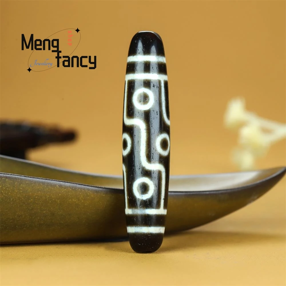 Natural Nine-eyed Dzi Bead Onyx Black and White Old Beads Pendant Accessories Ethnic Style Exquisite high-grade Fashion Jewelry