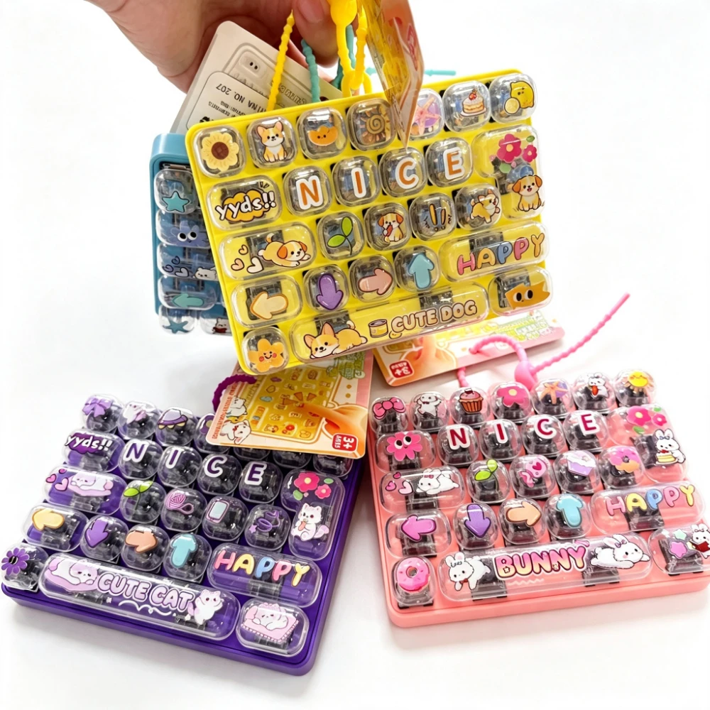 26 Key Mechanical Keyboard Fidget Toy Transparent Stress Relief Clicker Keychain Cute Bag Pendant Ideal Gift For Adults